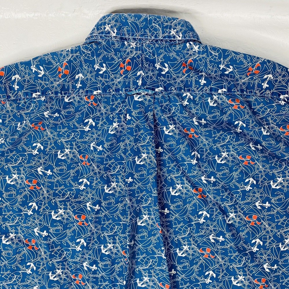 Gitman Bros Size Xl Blue Anchors Button Up Shirt - image 7